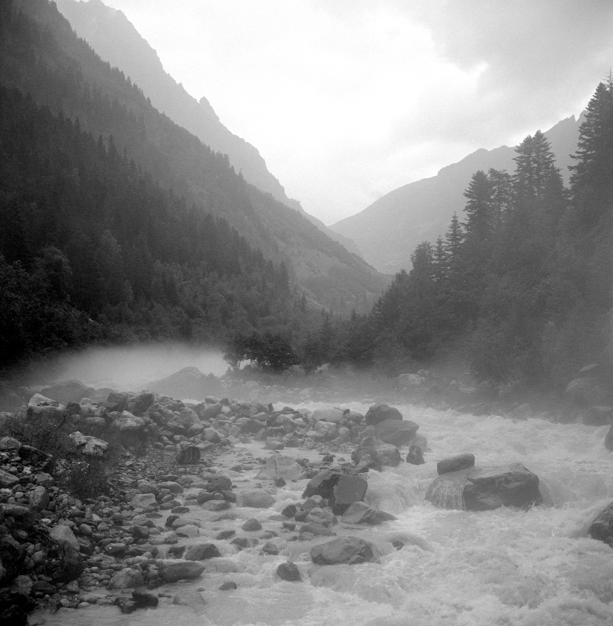 River in the rain